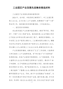 工业园区产业发展先进集体推选材料