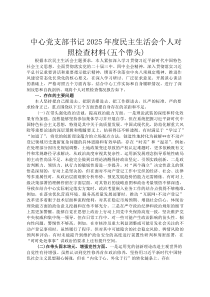 中心党支部书记2026年度民主生活会个人对照检查材料(五个带头)
