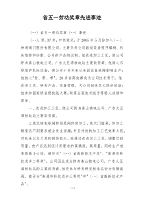 省五一劳动奖章先进事迹