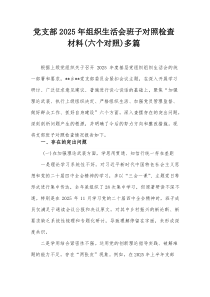 党支部2026年组织生活会班子对照检查材料(六个对照)多篇