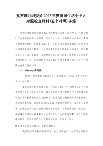 党支部组织委员2026年度组织生活会个人对照检查材料(五个对照)多篇