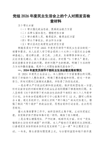 党组2026年度民主生活会上的个人对照发言检查材料范文5例