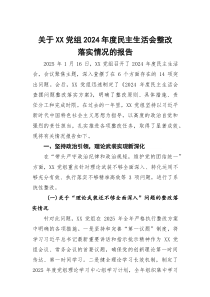 关于党组2024年度民主生活会整改落实情况的报告