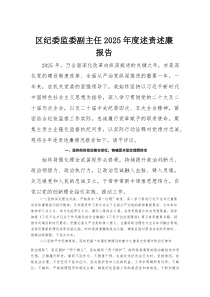 区纪委监委副主任2026年度述责述廉报告