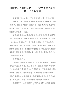 刘青青的“驻村之路”——记全市优秀驻村第一书记刘青青