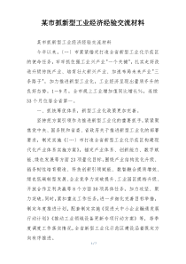某市抓新型工业经济经验交流材料