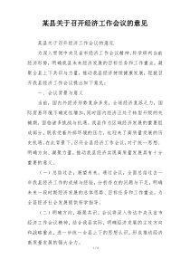 某县关于召开经济工作会议的意见
