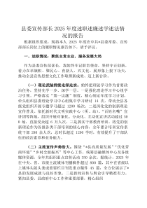 县委宣传部长2026年度述职述廉述学述法情况的报告