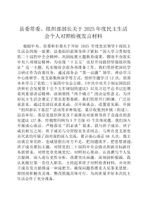 县委常委、组织部部长关于2026年度民主生活会个人对照检视发言材料