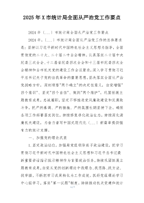 2025年X市统计局全面从严治党工作要点