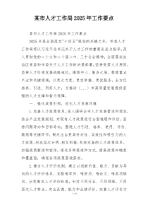 某市人才工作局2025年工作要点