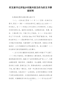 村支部书记评选乡村振兴担当作为好支书事迹材料