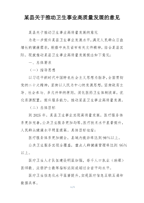 某县关于推动卫生事业高质量发展的意见