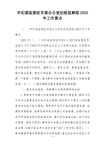 市纪委监委驻市委办公室纪检监察组2025年工作要点