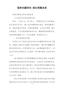 坚持问题导向 深化预算改革