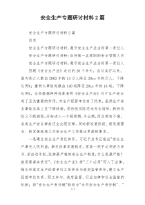 安全生产专题研讨材料2篇