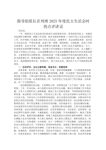 指导组组长在列席2026年度民主生活会时的点评讲话