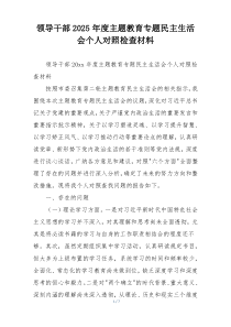 领导干部2025年度主题教育专题民主生活会个人对照检查材料