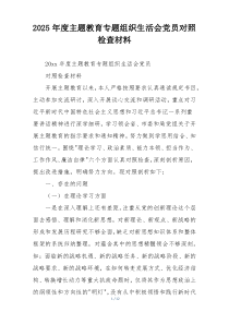 2025年度主题教育专题组织生活会党员对照检查材料