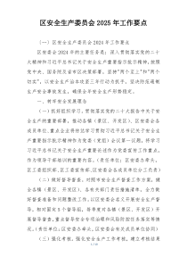 区安全生产委员会2025年工作要点