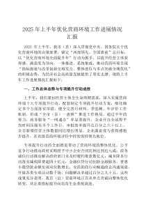 2026年上半年优化营商环境工作进展情况汇报