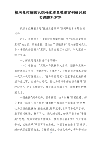机关单位解放思想强化质量效率案例研讨和专题剖析材料