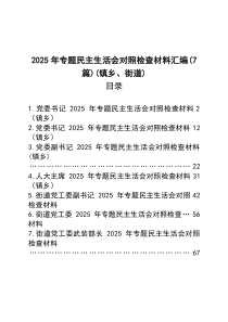 2026年专题民主生活会对照检查材料汇编（镇乡、街道）【7篇】