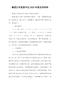 集团公司党委书记2025年度自评材料