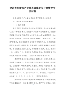 建筑市场新兴产业重点领域业务开展情况交流材料