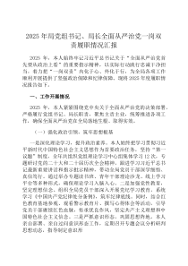 2026年局党组书记、局长全面从严治党一岗双责履职情况汇报