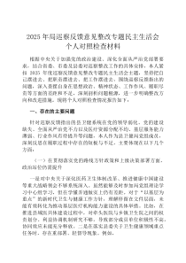 2026年局巡察反馈意见整改专题民主生活会个人对照检查材料