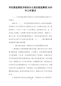 市纪委监委驻市政协办公室纪检监察组2025年工作要点