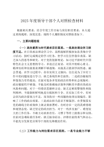 2026年度领导干部个人对照检查材料