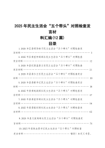 2026年民主生活会“五个带头”对照检查发言材料汇编（12篇）
