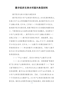 数字经济支持乡村振兴典型材料