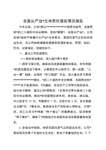 全面从严治党主体责任落实情况报告