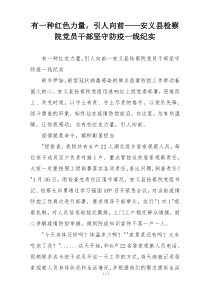 有一种红色力量，引人向前——安义县检察院党员干部坚守防疫一线纪实