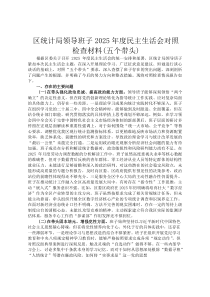 区统计局领导班子2026年度民主生活会对照检查材料(五个带头)