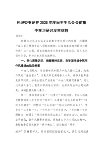 县纪委书记在2026年度民主生活会会前集中学习研讨发言材料