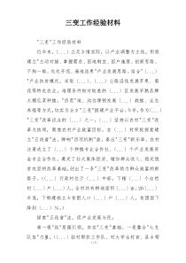 三变工作经验材料