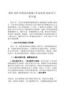某区2026年度社区统战工作总结及2026年工作计划