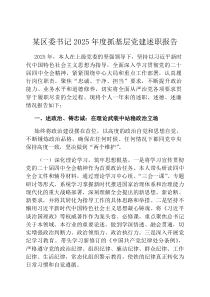 某区委书记2026年度抓基层党建述职报告