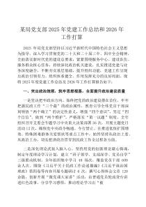 某局党支部2026年党建工作总结和2026年工作打算