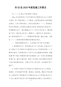 市XX处2025年度党建工作要点