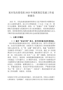 某市发改委党组2026年度抓基层党建工作述职报告