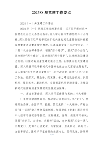 2025XX局党建工作要点