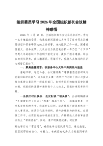 组织委员学习2026年全国组织部长会议精神感悟