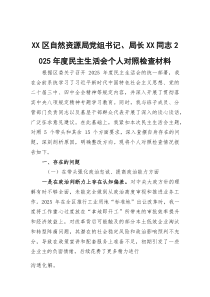 自然资源局党组书记、局长2026年度民主生活会个人对照检查材料