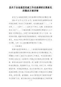 县关于全省基层党建工作巡查调研反馈意见的整改方案详情