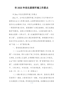 市202X年优化营商环境工作要点